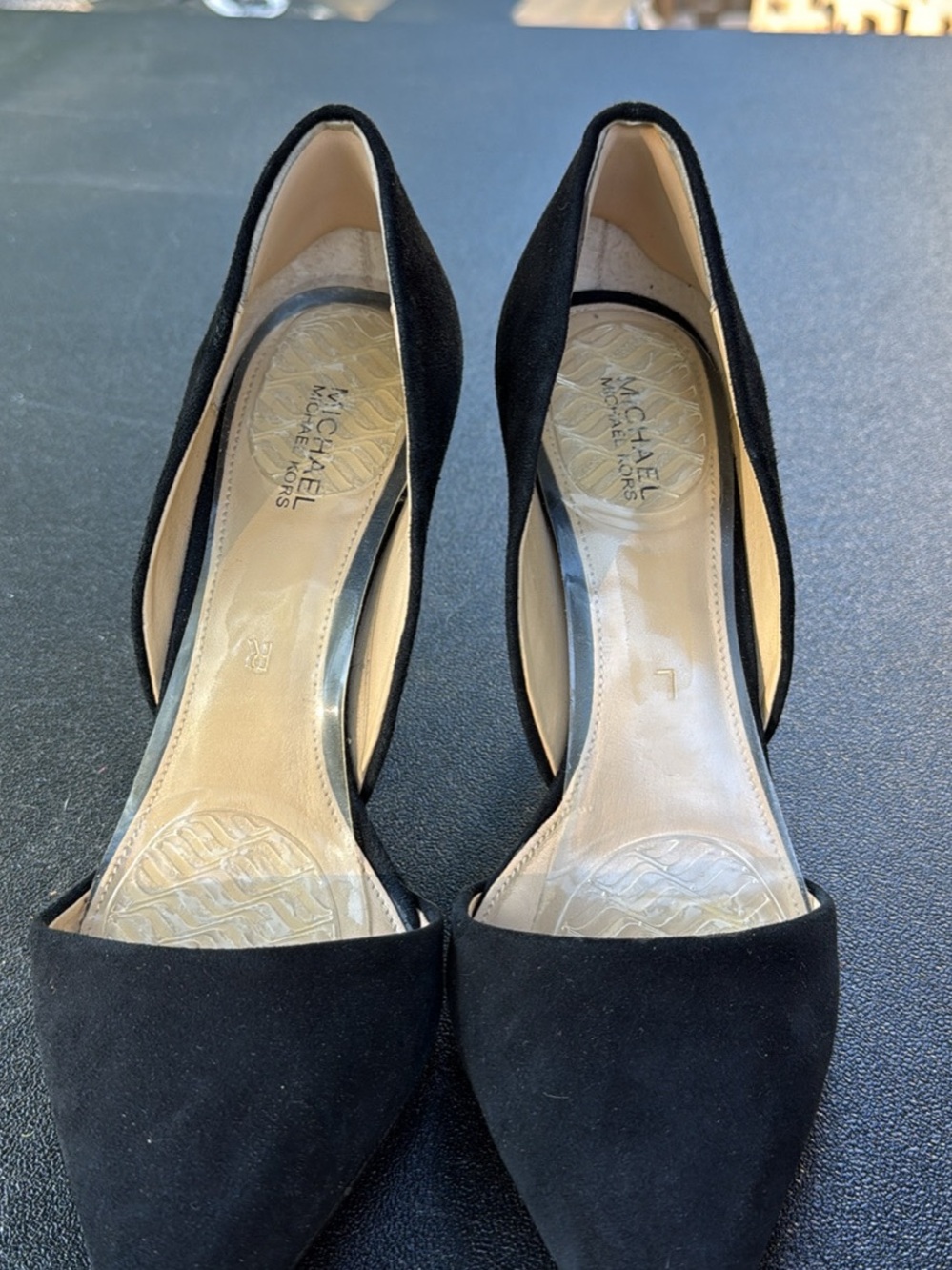 Michael Kors Black Suede D'Orsay Pointed-Toe Heels